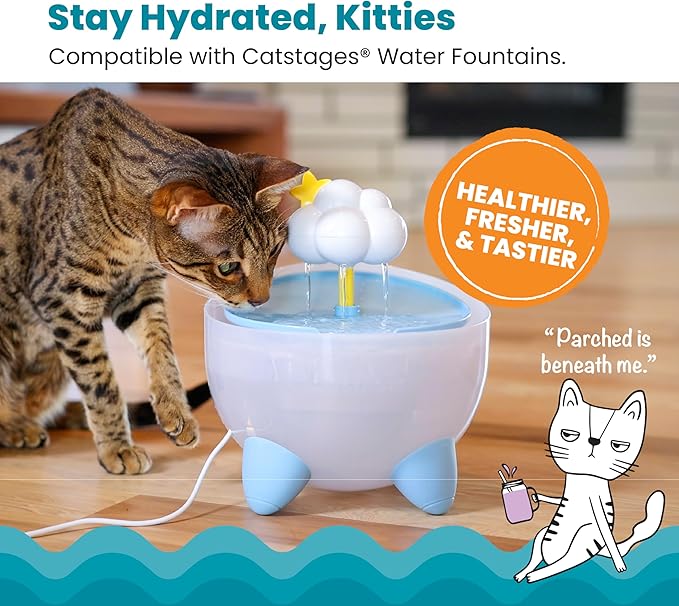 Catstages Cat Fountain Replacement Filter, 5-in-1 Premium Filtration System for Cat Water Fountains – Activated Carbon, Ion Exchange Resin & Antibacterial Balls – 1 Pack