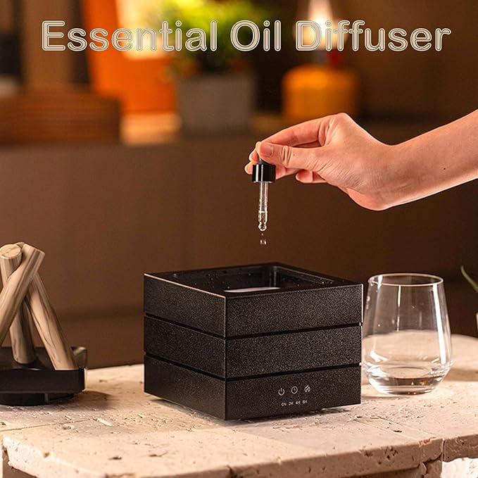 Flames Humidifier Essential Oil Diffuser, Bonfire Essential Oil Scent Diffuser Humidifier, Small USB Desktop Humidifiers with 7 Colors, Campfire Aromatherapy Diffusers for Home & Office (White)