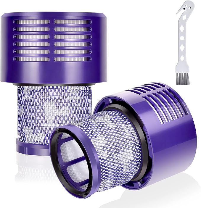 Leadaybetter Vacuum Filter Replacements for Dyson V10 Cyclone Series, V10 Animal, V10 Absolute, V10 Total Clean, SV12, Part No. 969082-01 (2 Pack Filters and 1 Clean Brush) - AquaVibe