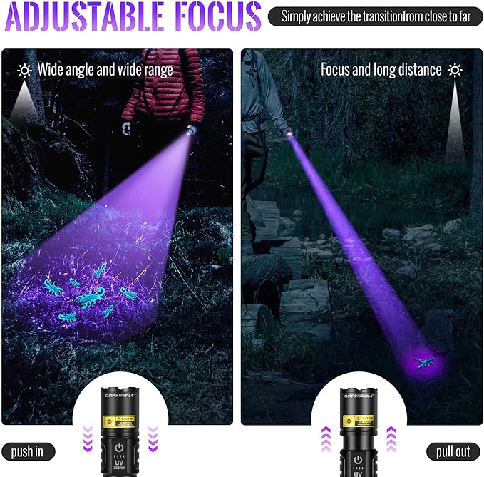 DARKBEAM UV Flashlight Blacklight 395nm Black Light, High Lumens LED Flashlights USB Rechargeable Super Bright for Camping, Powerful Woods Lamp Pet Urine, Uranium Glass Detector, Resin Curing