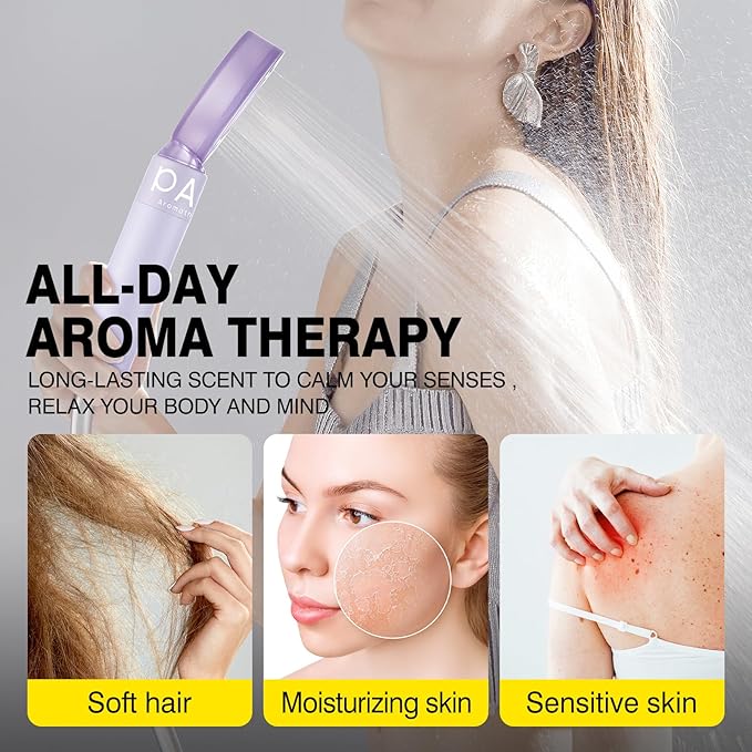 Vitamin C Shower Head Filter – Lavender Scented Shower Diffuser, Purifying Handheld Shower Filter for Hard Water, Skin & Hair Care, Shower Stick Filters