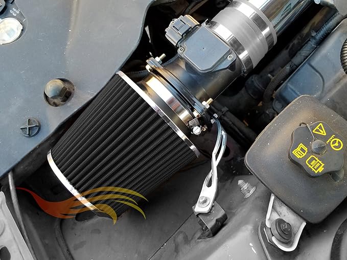 BLACK 6" 152 mm Inlet Truck Cold Air Cone Replacement Performance Washable Clamp-On Dry Air Filter (8" Tall)
