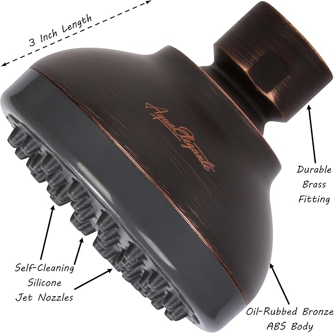Pressure Boosting Shower Head - High Pressure Water Saver Showerhead Best For Low Flow Showers, 1.8 GPM - Oil-Rubbed Bronze & California Certified - AquaVibe