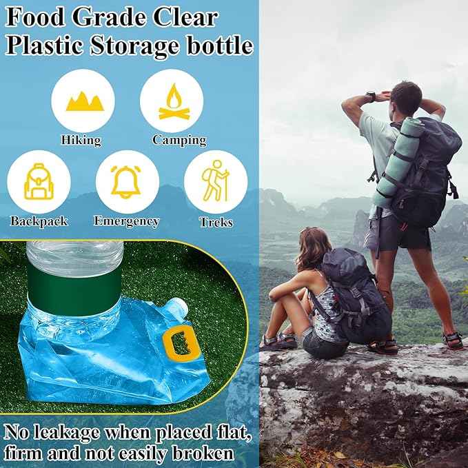 Tessco for you 8 Pack 1.3 Gallon Collapsible Water Storage Bag Water Container Emergency Jug Plastic Storage Pouch Freezable Carrier Tank Foldable Bottle for Outdoor Sport Camping (Blue)