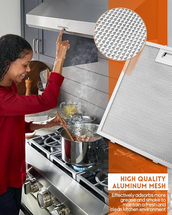 2 Pack Range Hood Filter Fit for Broan B5 Series, 9x10.25 Inch 5-Layer Stainless Steel Mesh Hood Vent Grease Filter, 230x260mm, Replacement S97018029, 1932913 - AquaVibe