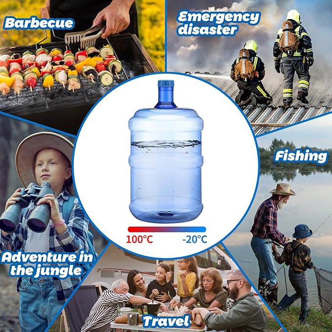 Bokon 2 Pieces gallon water jugs Round Plastic Water Bottle with Handle Screw Cap Reusable Large Capacity Bottle for Camping Outdoor Travel Gym Use