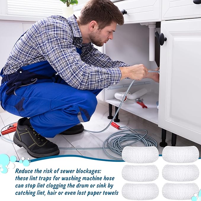 40 Pieces Nylon Lint Trap Washing Machine Lint Fabric Mesh Snare Washer Lint Catcher Washer Hose Lint Traps Washing Machine Lint Trap Lint Traps Hose Screen Filter Catcher with 40 Pieces Cable Ties - AquaVibe