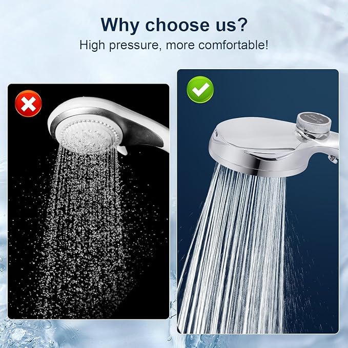 Filtered Shower Head with Handheld, High Pressure 10 Spray Mode Showerhead, Water Softener Filters Beads for Hard Water - Remove Impurity, with brackets and hoses, Chrome