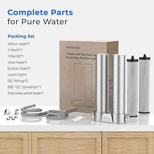 Waterdrop DST Under Sink Water Filter System, Under Sink Water Filtration System, NSF Certified Elements, Reduce Chlorine, PFOA/PFOS, Bad Taste & Odor, Silver Ions Enhanced Filtration, Stainless Steel - AquaVibe