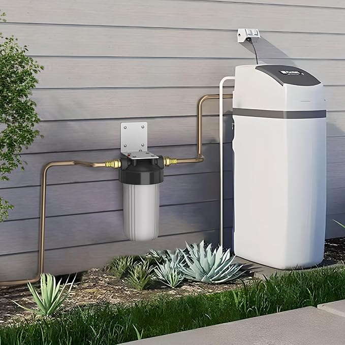 4-Stage Whole House Salt-Free Water Softener Alternative, Scale Prevention Water Filter with 3/4" Metal Ports, Compact 25K Gallons Capacity for Chlorine, Iron, Manganese, Sediment, Taste & Odor