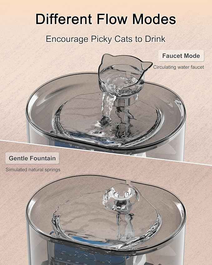 Battery Operated Cat Water Fountain Battery Operated Cat Fountain Cordless Pet Water Fountain for Cats Quiet Cat Fountains for Drinking with Sensor 73OZ by Charging Base Filters