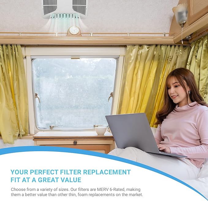 AC Filter - Air Conditioner Replacement Filters - RV Air Cleaner - Camper Accessories for Travel Trailers - Easy to Install Vent Filter - 16 x 4 x 0.75 in (2 Filters for AC135G)
