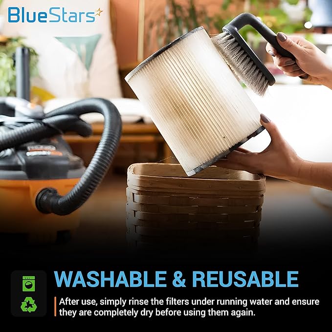 BlueStars Ultra-Durable Replacement DXVC6910 Vacuum Filter for 6 to 16-Gallon DeWalt Wet Dry Vacuum Cleaner DXV06P DXV09P DXV09PA DXV10P DXV10PL DXV10S DXV10SA DXV10SB DXV12P DXV14P - Pack of 2 - AquaVibe