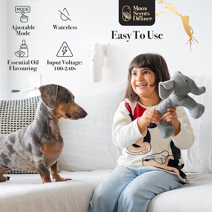 Plug In Wall Waterless Diffuser + Amber Glow - Baccarat Rouge Hotel Essential Oils 4 Fl Oz Included Up to 500 SqFt Smart Bluetooth Control Scent Air Machine for Home and Office Ideal for Aromatherapy.