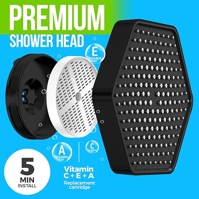 AquaHomeGroup Luxury Filtered Shower Head - High Pressure Rain Showerhead with Filter for Chlorine, Rust, Sediments - Water Filter Shower Head with Vitamin C E A - SPA Effect (Patent Pending)
