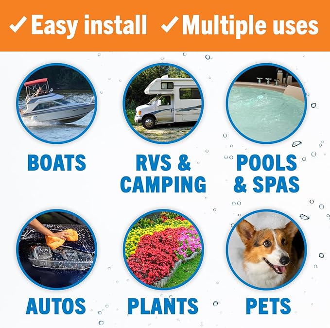 Better Boat 2 Pack Inline RV Water Filter, NSF Certified, Marine Grade, for Hose, Campers, and Garden, Includes Flexible Protector