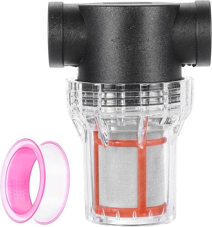 uxcell Pressure Washer Filter 3/4" NPT Female Thread, Inline Mesh Strainer Attachment, Stainless Steel Screen with Sealant Tape for Outdoor Gardening Inlet Water (Size:200 Mesh)