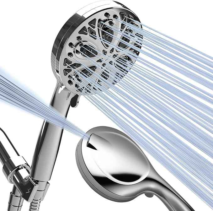 SparkPod 10-Mode Handheld Shower Head with Hose - 5" High Pressure Shower Head with Handheld Touch-to-Clean Nozzles, Built-In Power Jet, Stainless Steel 6ft Hose & Bracket (Polished Chrome)
