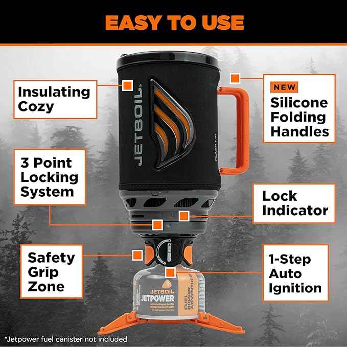Jetboil Flash Portable Fast Boil Stove for Camping and Backpacking with 1-Step Auto Ignition, Propane/Isobutane Burner with Cooking Cup