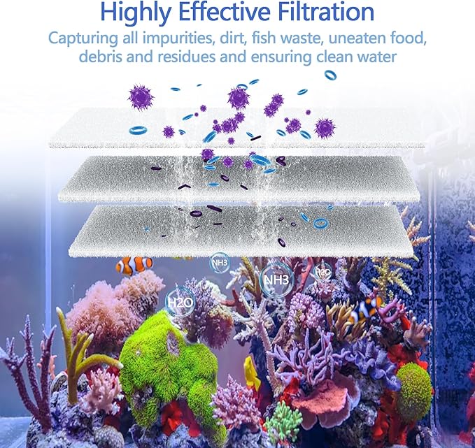 Classic Koi Pond Filter Pad, 18” x 36" Thick Aquarium Filter Floss Roll Reusable Cut to Fit Aquarium Media Pad for Outdoor Koi Ponds, Aquariums, Fish-Safe Polyester Material
