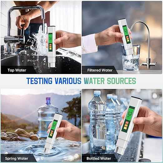 TDS Water Tester, 4 in 1 TDS Meter Digital Water Tester for Drinking Water, Professional 0-9990ppm PPM EC & Temp Water TDS Meter for Home & Travel Regular Water Quality Testing White & Green 6 in