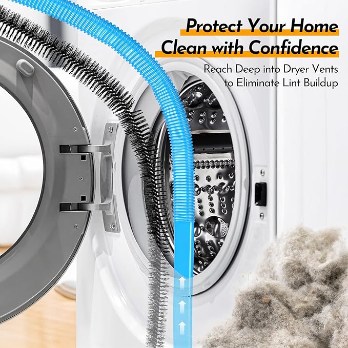 Dryer Lint Filter Replacement Kit for GE WE03X23881 - Includes Cleaner Brush & Flexible Hose - Stainless Steel Lint Screen for Dryer GTD42EASJ2WW, GTD33EASK0WW, GTD65EBSJ3WS