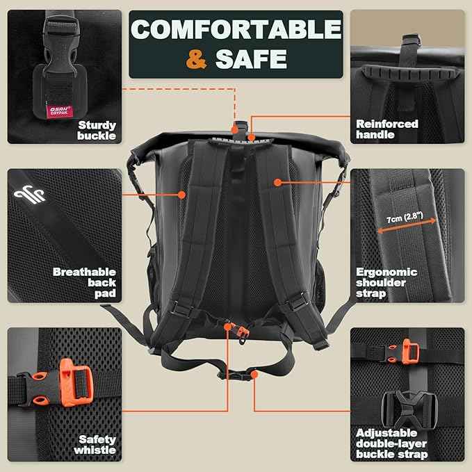 Waterproof Backpack Dry Bag 35L/55L/85L– Heavy Duty Roll-Top Hiking Backpack for Travel, Kayaking, Boating, Camping, Rafting and Fishing