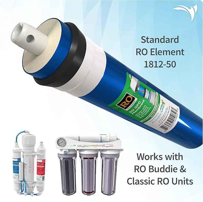 AQUATICLIFE 50 GPD Membrane Filter Replacement Cartridge for Reverse Osmosis Deionization Water Filtration Systems RO/RODI Filter Units, 1.7"x11.75"