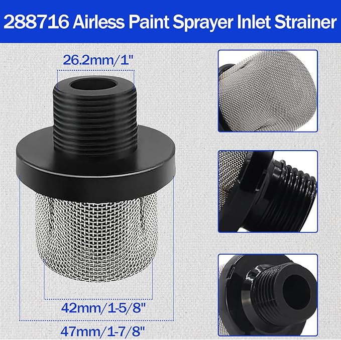 2-Pack 288716 3/4" Inlet Strainer + 10-Pack 288749 Airless Spray Gun Filters – Compatible with Graco SG10, SG20, SG Pro, X5, X7, Prox Series – Paint Sprayer Replacement Parts - AquaVibe
