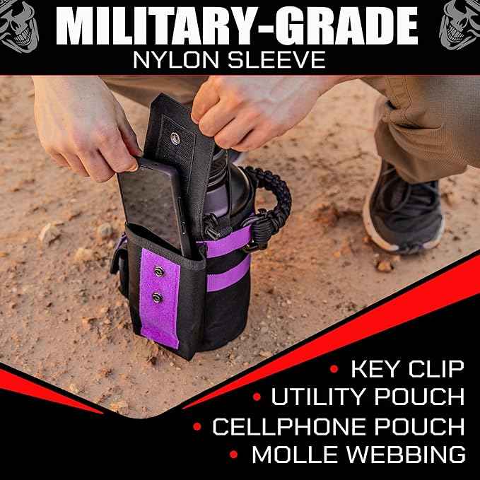 Iron Infidel Battle Bottle - Half Gallon Water Bottle Insulated, 64 oz Tactical Stainless Steel Water Jug with Handle - Gym Water Bottle with Rugged Sleeve for Storage (Valkyrie 2 Liter)