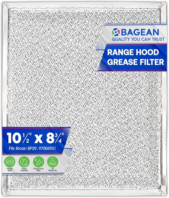 Bagean Stove Hood Vent Filter 10.5" x 8.75" 97006931 Compatible with Broan Range Hood Filter Replacement BP29 - Fit's Nutone Kitchen Exhaust Fan Filters - Blocks Grease & Filters Oven Air (1-Pack) - AquaVibe