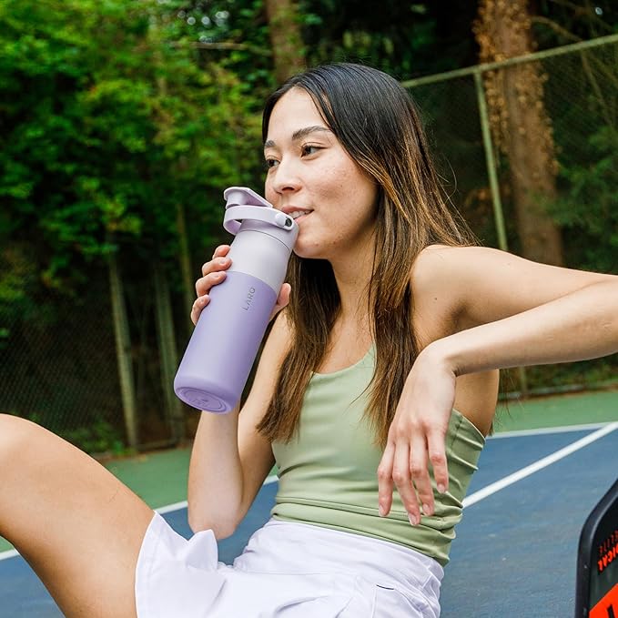 LARQ Bottle Swig Top 34oz - Insulated Reusable Stainless Steel Water Bottle With Built-In Silicone Handle | BPA Free | For Sports, Gym, and Travel, Luberon Lavender