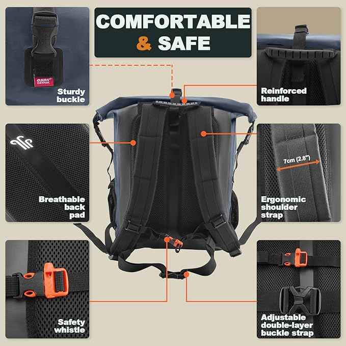 Waterproof Backpack Dry Bag 35L/55L/85L – Heavy Duty Roll-Top Hiking Backpack Sack Keeps Gear Dry for Travel, Kayaking, Boating, Camping, Rafting and Fishing