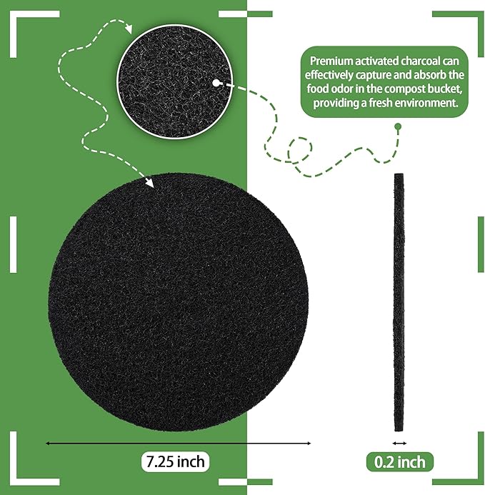 MyLifeUNIT 16 Pack Compost Bin Filter, Kitchen Compost Pail Charcoal Filter Replacements (7.25 inches) - AquaVibe