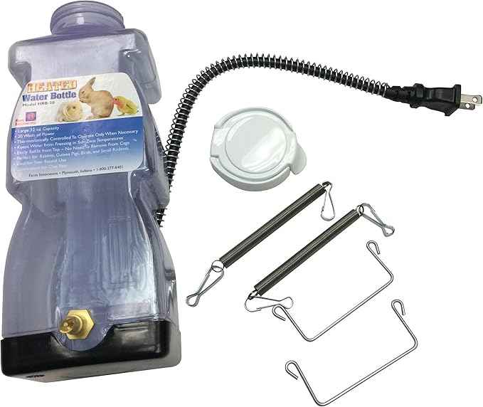 Farm Innovators Model HRB-20 Heated Water Bottle for Rabbits, 32-Ounce, 20-Watt, 4.2 x 4.2 x 11.5 inches, 1 Pound