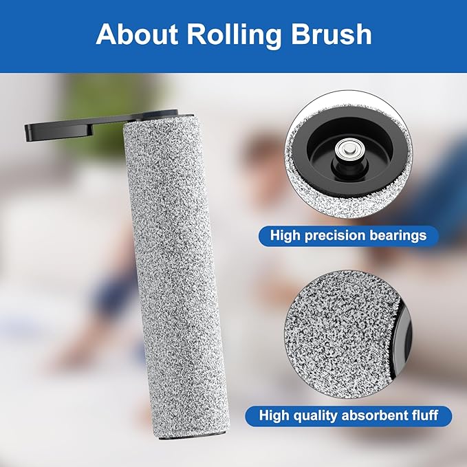 Vacuum Mop Replacement Parts Compatible with Tineco Roller Brush Replacement, Suitable with FLOOR ONE S5, FLOOR ONE S5 Pro Cordless Vacuum Cleaner, Set Includes 2 Roller Brushes and 5 Vacuum Filters - AquaVibe