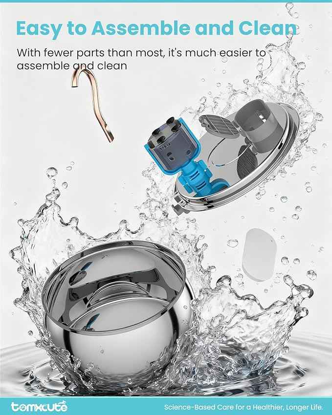Tomxcute Cat Water Fountain - 4.0L/135oz Gooseneck Copper Faucet Design Cat Fountains for Drinking - Large Capacity Stainless Steel Cats Water Fountain - Comes with 3 Replacement Filters