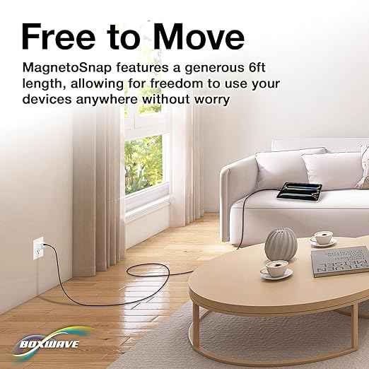 BoxWave Cable Compatible with LARQ Bottle PureVis 17 oz - MagnetoSnap AllCharge Cable, Magnet Charging Cable USB Type-C Micro USB - Jet Black