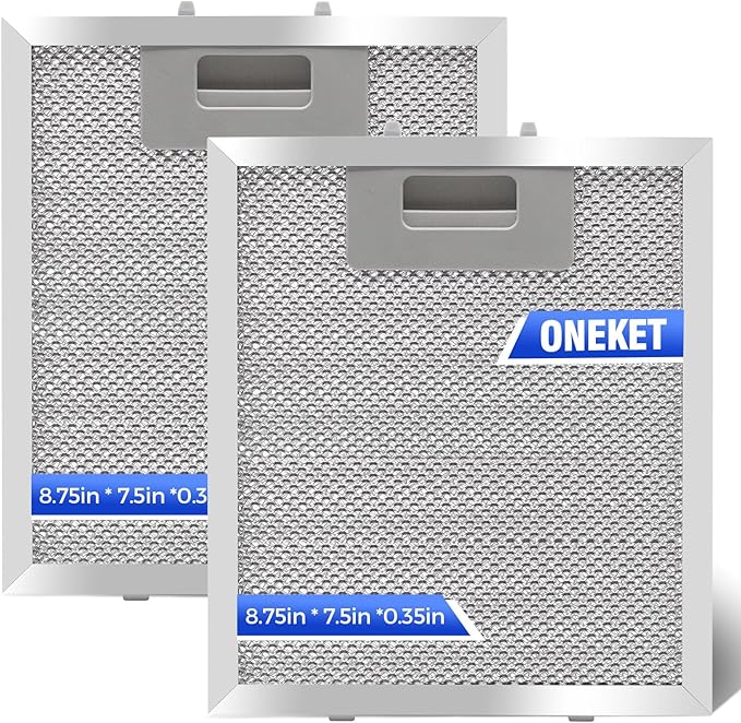 W10915369 Range Hood Filter 2 Pack - Aluminum Frame & Mesh, Universal Grease Filter (8.75"x7.5"x0.35") by oneket