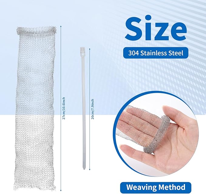 24 Pieces Lint Traps Stainless Steel Washing Machine Lint Snare Traps Laundry Mesh Washer Hose Filter with 24 pcs Cable Ties - AquaVibe