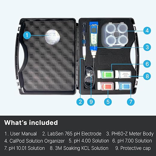 Apera Instruments PH60Z-MT Smart Handheld pH Meter Tester Kit with LabSen 765 pH/Temp. Blade Spear Electrode for Lab-Grade pH Measurement in Meats and Solid Food Samples