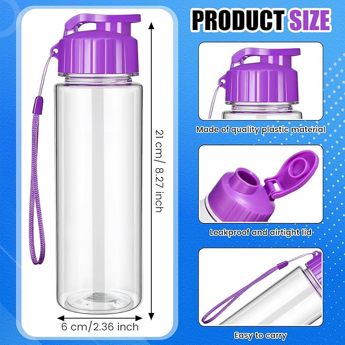 Mifoci 20 Pieces Water Bottle Bulk 17 oz Plastic Water Bottles Bulk Gym Sports Adults Reusable Large Bottles with Leak Proof Flip Top for Party Outdoor(Regular Style,Vibrant Color)