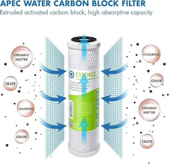 APEC Water Systems 10” Carbon Block Water Filter For Reverse Osmosis System, 10” x 2.5”, 10 Micron (FI-ES-CAB10)