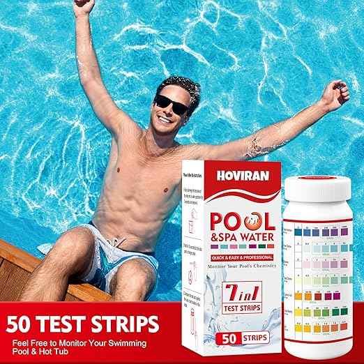 Hot Tub Test Strips, Spa Test Strips for Hot Tub-Reliable Pool Water Testing Kit for Chlorine, Bromine, pH, Hardness, Alkalinity and More,50 ct