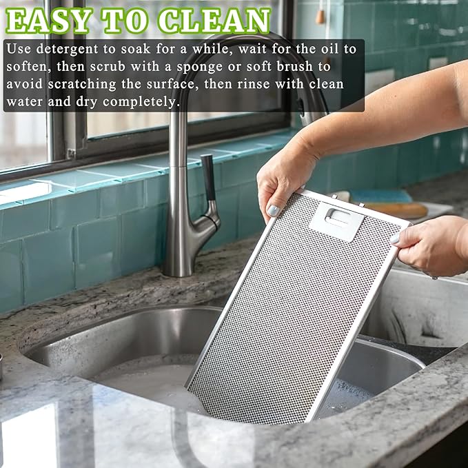 Range Hood Filter Replacement 10.23" x 12.5" x 0.36" Fit for Broan Circulating Whirlpool WHC WHA Series KitchenAid Frigidaire Bosch 800 500 GE Stove Hood Vent Filters Aluminum Mesh 2PCS - AquaVibe