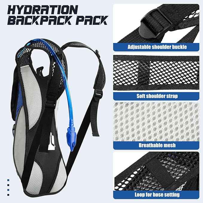 Buryeah 5 Pcs Hydration Backpack Pack with 5 Pcs 2L Water Bladder Lightweight Water Backpack with Hydration Bladder Hydration Backpack Hiking Backpack Water Rucksack Backpack Bladder Bag for Adults