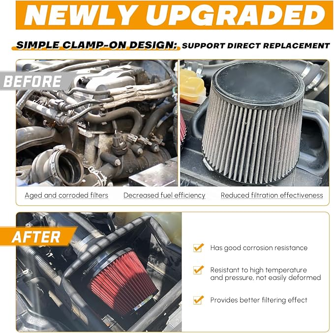 PTNHZ Universal Red 3.5" 89mm High Flow Cold Air Intake Cone Air Filter Power Intake Air Inlet System Air Cleaner