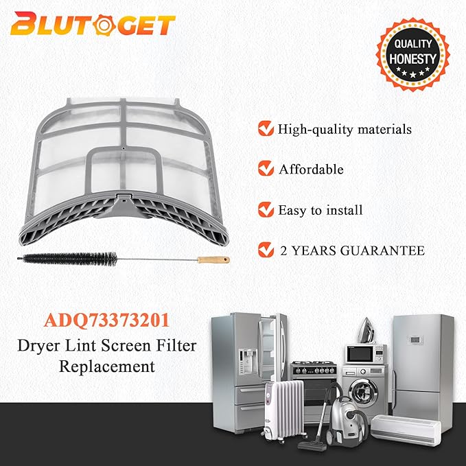 UPGRADED ADQ73373201 Dryer Lint Filter for LG Kenmore Dryer Lint Screen by Blutoget-Replace ADQ733732 PS7787727 DLEX9000V DLEX8000V DLEX8000W DLEX5000V DLEX5000W DLGX8001W,Vent Trap Cleaner Brush