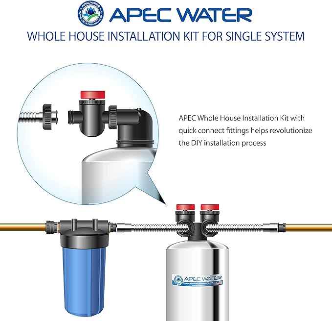 APEC Water Systems Whole House System Single Tank Installation Kit for Water Filter or Water Softener System (WH-SINGLEKIT)