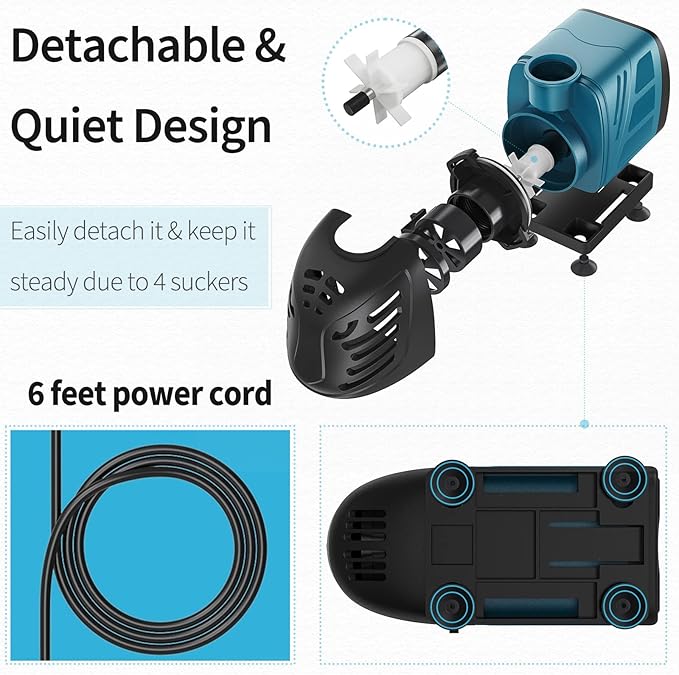 Uniclife Aquarium 400 GPH Submersible and Inline Water Pump 30W 6ft High Lift AC 120 V Quiet Adjustable Return Pump with 6 ft. Power Cord for Fish Tanks Pond Waterfalls Fountains Sumps and Gardens - AquaVibe